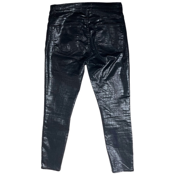 Frame Le High Crop Skinny Coated Croc-Embossed Jeans, Black, Size 26 - Picture 2 of 9